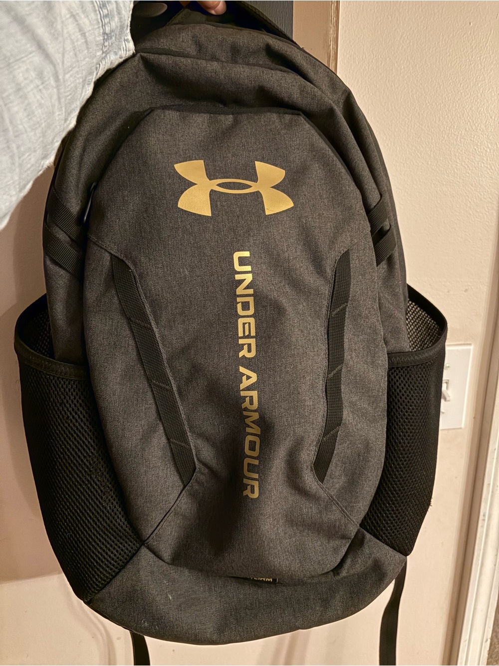 Under Armour Gray and Gold Logo Backpack